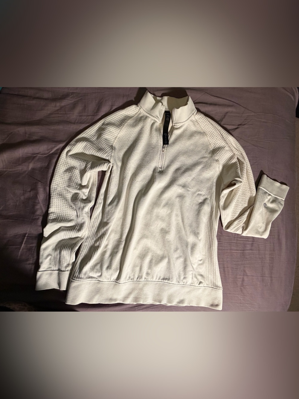 lululemon Cream Textured Knit 1/4 zip Sweater
